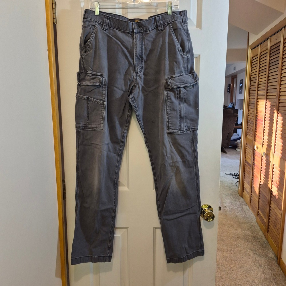 Carhartt Mens Relaxed Fit Cargo Pants Gray Stretch Canvas Work 103574 029 36x34